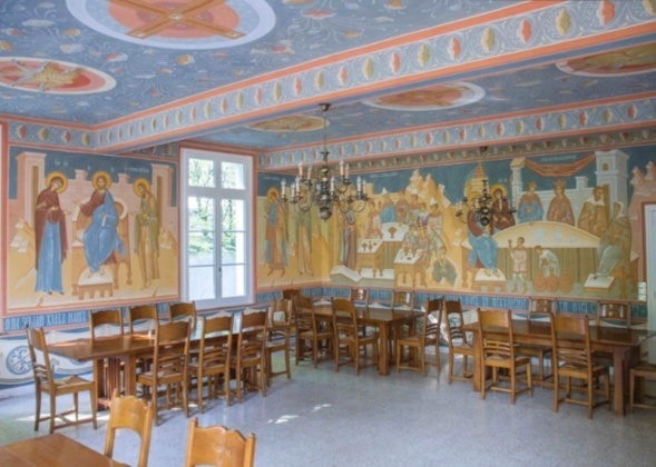 Les fresques dans le réfectoire du Séminaire orthodoxe russe: présentation de ce magnifique ensemble iconographique 