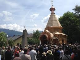 A Lienz, Autriche, commémoration du 70e anniversaire de la tragédie des cosaques trahis et livrés aux autorités soviétiques