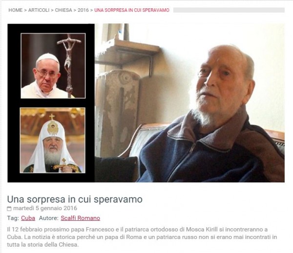 Italie: Décès du Père Romano Scalfi, fondateur du Centre d'études "Russie Chrétienne"