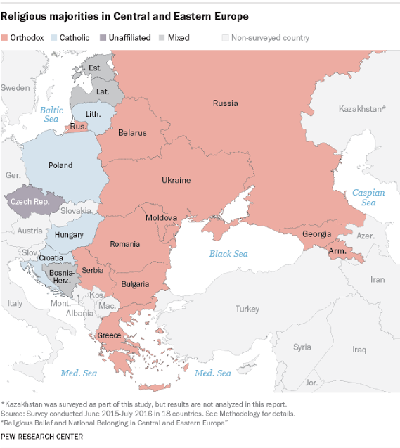 LA RELIGION EN EUROPE DE L'EST- ORTHODOXES MAJORITAIRES MAIS PEU PRATIQUANTS