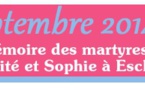 Célébrations en mémoire des saintes martyres de Rome Véra, Nadezhda, Lioubov et de leur mère Sophie les 27-30 septembre 2014 à Eschau