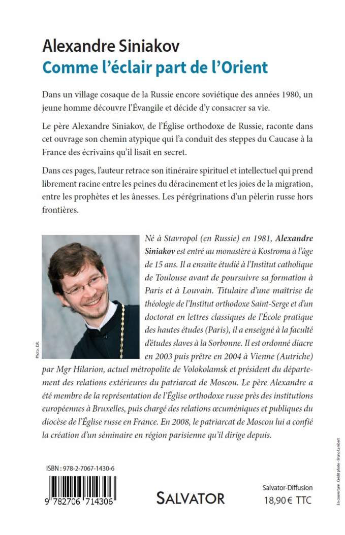 «Comme l'éclair part de l'Orient». Livre du P. Alexandre Siniakov, paru aux Éditions Salvator
