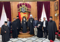 Monseigneur Nestor et un groupe de pèlerins ont été reçus par le patriarche de Jérusalem