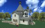 Construction d'une église en bois dans le parc du Séminaire orthodoxe russe à Epinay-sous-Sénart